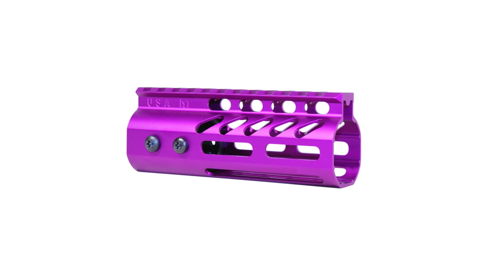 Guntec USA 5 Ultra Lightweight Thin M-LOK Free Floating Handguard w/ Monolithic Top Rail, Anodized Purple, GT-5MLK-PURPLE