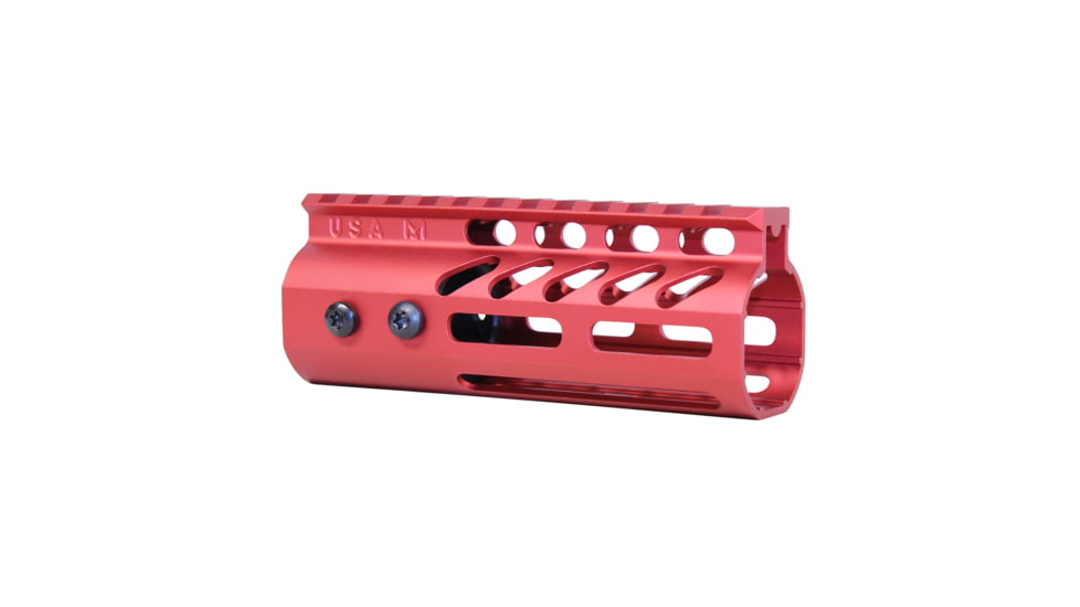 Guntec USA 5 Ultra Lightweight Thin M-LOK Free Floating Handguard w/ Monolithic Top Rail, Anodized Red, GT-5MLK-RED