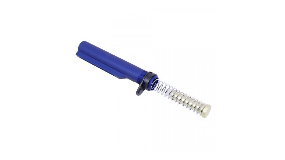 Guntec USA 6-Position Mil-Spec Buffer Tube Set, AR-15, CAR Buffer/Spring/End Plate/Castle Nut, Anodized Blue MILTUBESET-BLUE