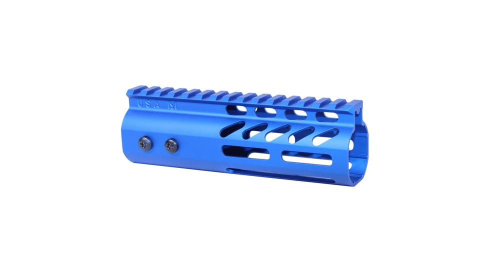 Guntec USA 6 Ultra Lightweight Thin M-LOK Free Floating Handguard w/ Monolithic Top Rail, Anodized Blue, GT-6MLK-BLUE