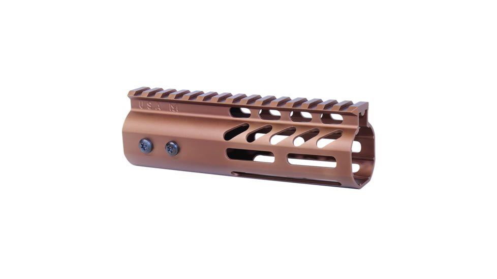 Guntec USA 6 Ultra Lightweight Thin M-LOK Free Floating Handguard w/ Monolithic Top Rail, Anodized Bronze, GT-6MLK-BRZ