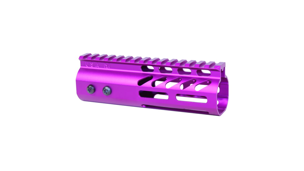 Guntec USA 6 Ultra Lightweight Thin M-LOK Free Floating Handguard w/ Monolithic Top Rail, Anodized Purple, GT-6MLK-PURPLE