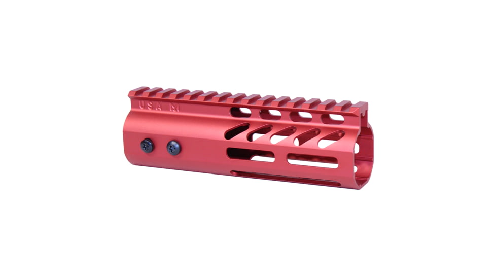 Guntec USA 6 Ultra Lightweight Thin M-LOK Free Floating Handguard w/ Monolithic Top Rail, Anodized Red, GT-6MLK-RED