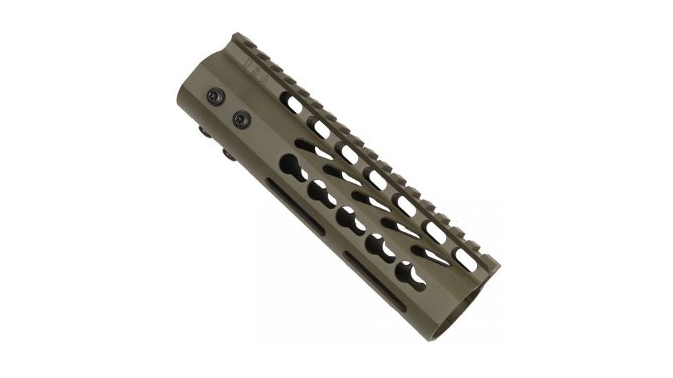 GUNTEC USA 7in Ultra Lightweight Thin Key Mod Free Floating Handguard w/Monolithic Top Rail,Cerakote OD Green GT-7JK-G