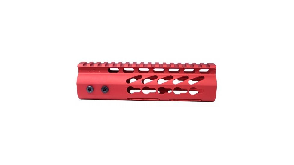 GUNTEC USA 7in Ultra Lightweight Thin Key Mod Free Floating Handguard with Monolithic Top Rail, Red GT-7JK-RED