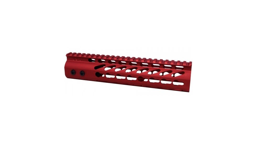 GUNTEC USA 9in Ultra Lightweight Thin Key Mod Free Floating Handguard with Monolithic Top Rail, Red GT-9JK-RED
