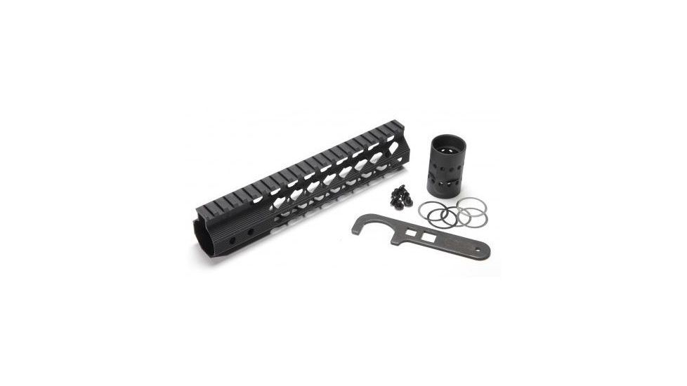 GUNTEC USA 9in Ultra Slimline Octagonal 5 Sided Key Mod Free Floating Handguard w/Monolithic Top Rail,Black GT-9JKO