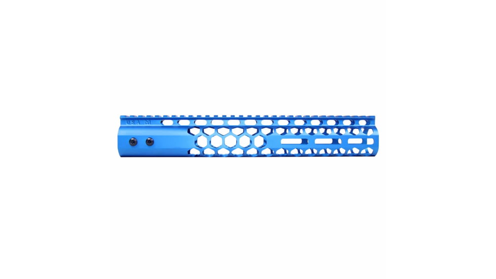 Guntec USA Air Lite Honeycomb Series M-LOK Free Floating Handguard w/Monolithic Top Rail, 12in, Blue, GT-12HC-AL-MLK-BLUE