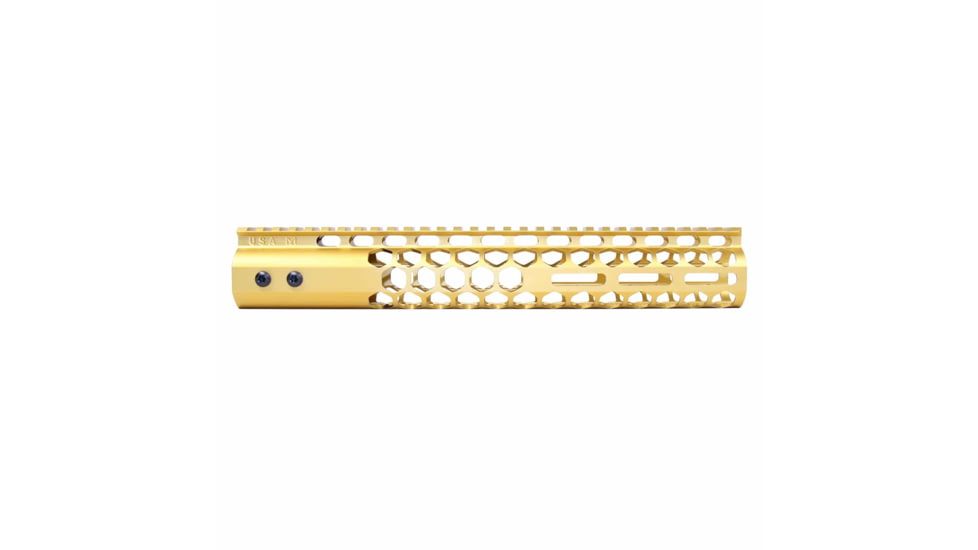 Guntec USA Air Lite Honeycomb Series M-LOK Free Floating Handguard w/Monolithic Top Rail, 12in, Gold, GT-12HC-AL-MLK-GOLD