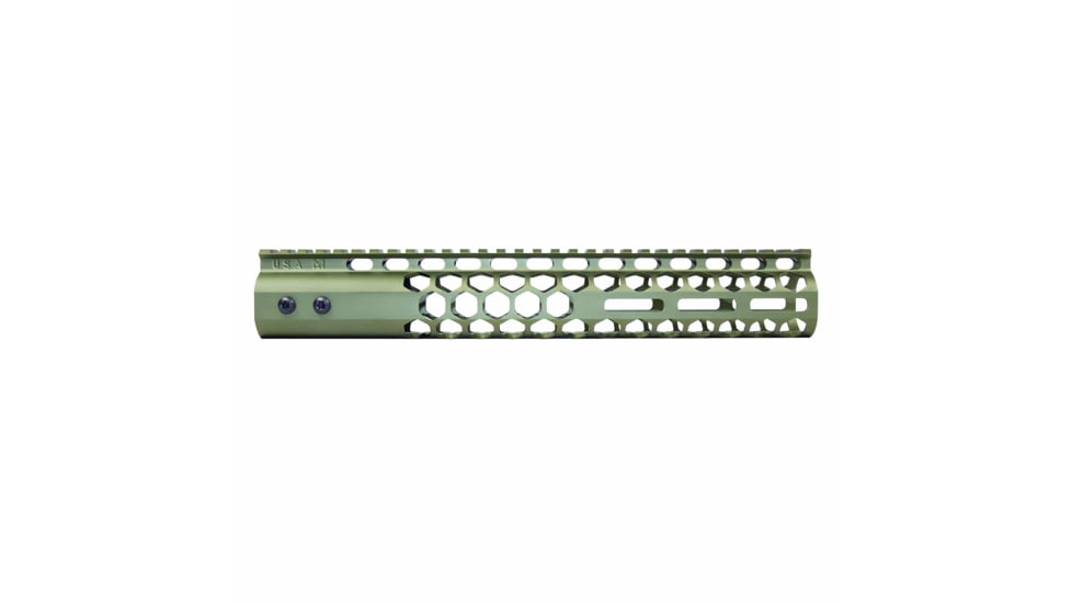 Guntec USA Air Lite Honeycomb Series M-LOK Free Floating Handguard w/Monolithic Top Rail, 12in, Green, GT-12HC-AL-MLK-GREEN
