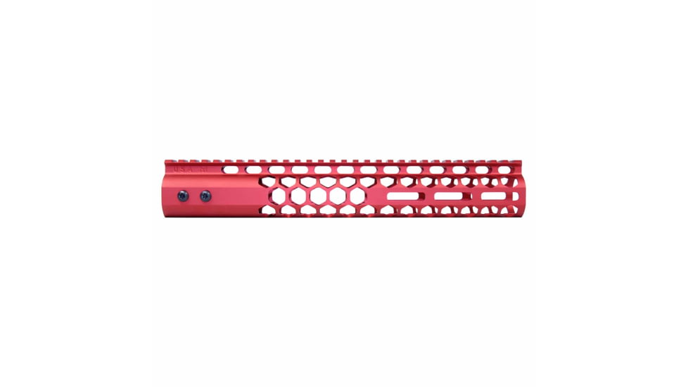 Guntec USA Air Lite Honeycomb Series M-LOK Free Floating Handguard w/Monolithic Top Rail, 12in, Red, GT-12HC-AL-MLK-RED