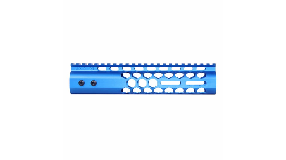 Guntec USA Air Lite Honeycomb Series M-LOK Free Floating Handguard w/Monolithic Top Rail, 9in, Blue, GT-9HC-AL-MLK-BLUE