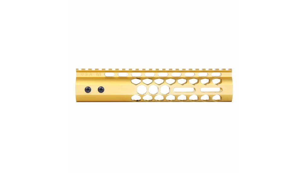 Guntec USA Air Lite Honeycomb Series M-LOK Free Floating Handguard w/Monolithic Top Rail, 9in, Gold, GT-9HC-AL-MLK-GOLD