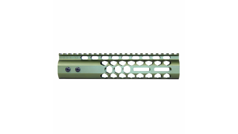 Guntec USA Air Lite Honeycomb Series M-LOK Free Floating Handguard w/Monolithic Top Rail, 9in, Green, GT-9HC-AL-MLK-GREEN