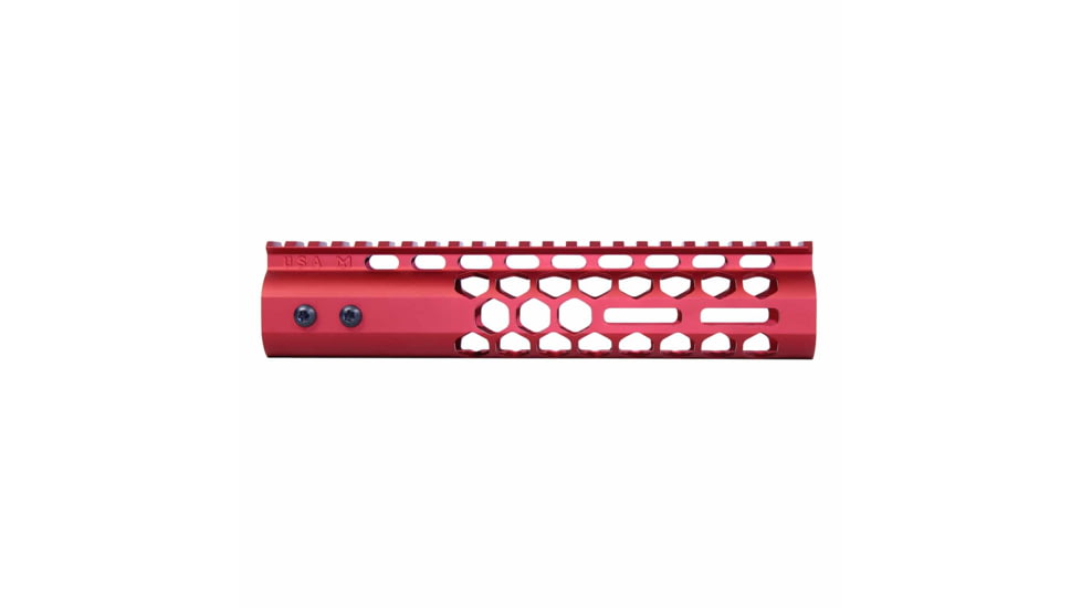 Guntec USA Air Lite Honeycomb Series M-LOK Free Floating Handguard w/Monolithic Top Rail, 9in, Red, GT-9HC-AL-MLK-RED