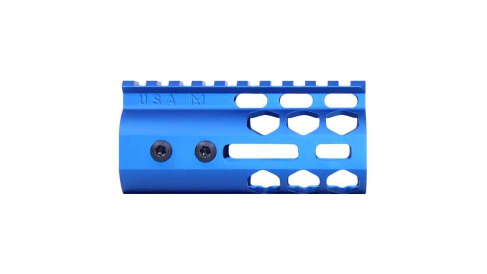 Guntec USA Air Lite Series Honeycomb M-LOK Free Floating Handguard w/ Monolithic Top Rail, 4in, Anodized Blue, GT-4HC-AL-MLK-BLUE