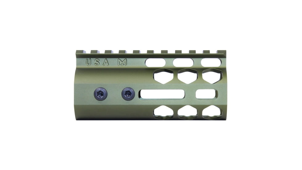 Guntec USA Air Lite Series Honeycomb M-LOK Free Floating Handguard w/ Monolithic Top Rail, 4in, Anodized Green, GT-4HC-AL-MLK-GREEN