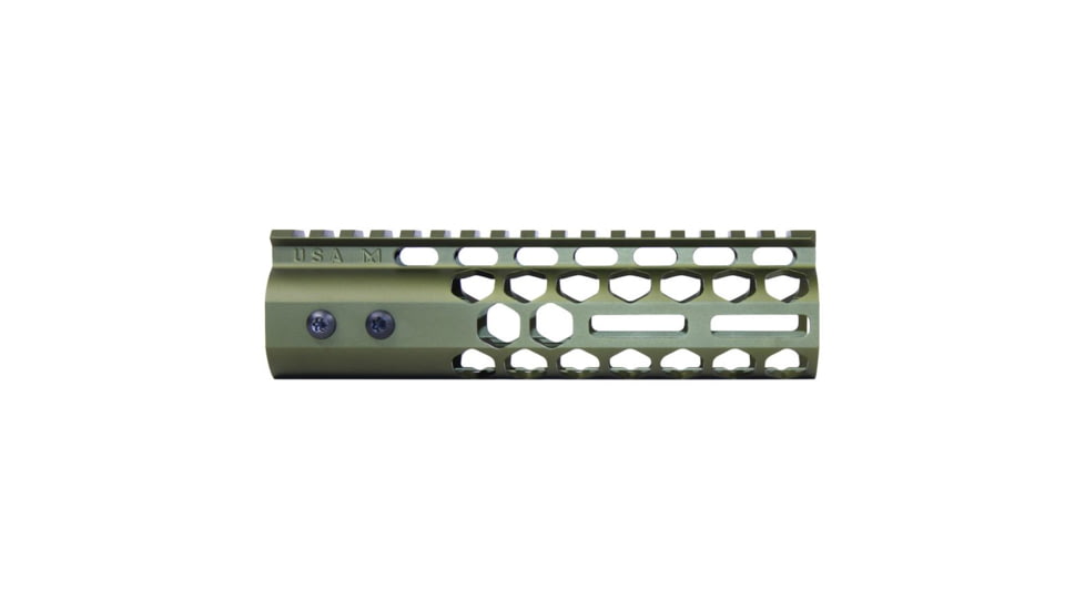 Guntec USA Air Lite Series Honeycomb M-LOK Free Floating Handguard w/ Monolithic Top Rail, 7in, Anodized Green, GT-7HC-AL-MLK-GREEN