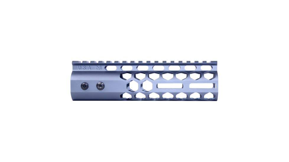 Guntec USA Air Lite Series Honeycomb M-LOK Free Floating Handguard w/ Monolithic Top Rail, 7in, Anodized Grey, GT-7HC-AL-MLK-GREY