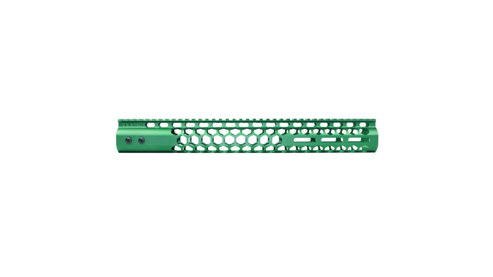 Guntec USA Air Lite Series Honeycomb M-LOK Free Floating Handguard With Monolithic Top Rail, Anodized Irish Green, 15in, GT-15HC-AL-MLK-IG