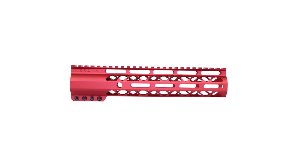 Guntec USA AirLok Series M-LOK Compression Free Floating Handguard w/Monolithic Top Rail, 10in, Red, GT-10ALC-RED