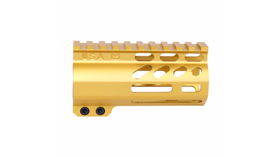 Guntec USA AirLok Series M-LOK Compression Free Floating Handguard w/Monolithic Top Rail, 4in, Gold, GT-4ALC-GOLD