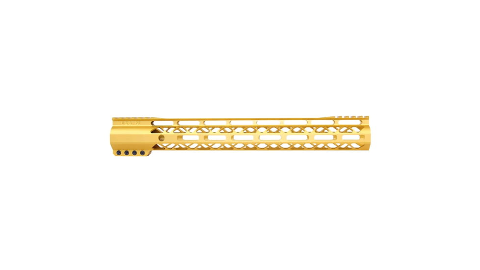 Guntec USA AIR-LOK Series M-LOK Compression Gen 2 Free Floating Handguard w/Monolithic Top Rail, 15in, Gold, GT-15ALC-G2-GOLD