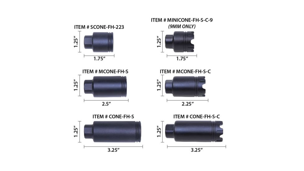 Guntec USA AR-10/LR-308 Micro Slim Flash Can, Black, MCONE-FH-S-308-LASER