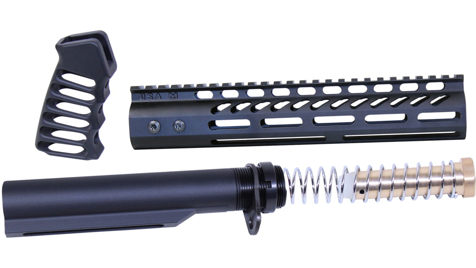 Guntec USA AR-15 10in Pistol Brace Build Kit With Milspec Buffer Tube, Anodized Black, ULTRA-BBK10-BLACK