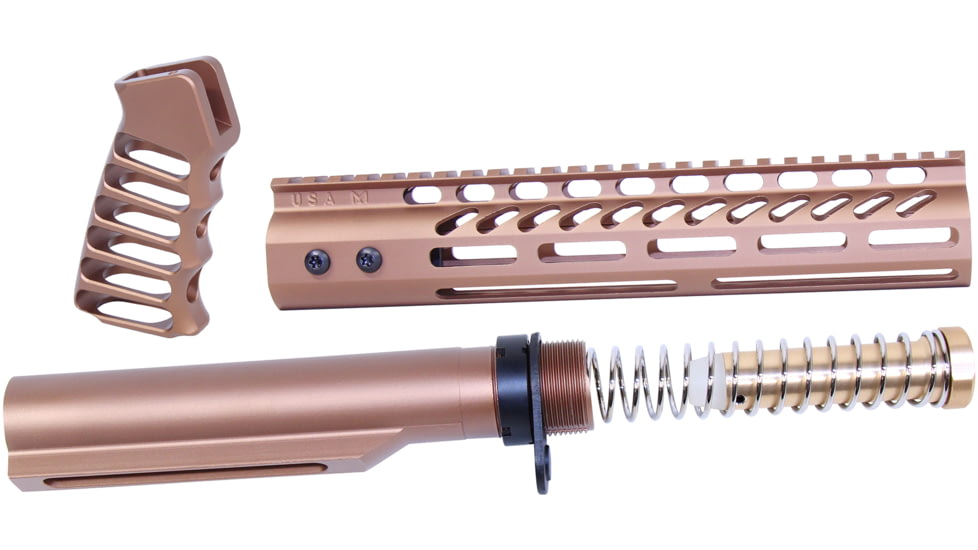 Guntec USA AR-15 10in Pistol Brace Build Kit With Milspec Buffer Tube, Anodized Bronze, ULTRA-BBK10-BRZ