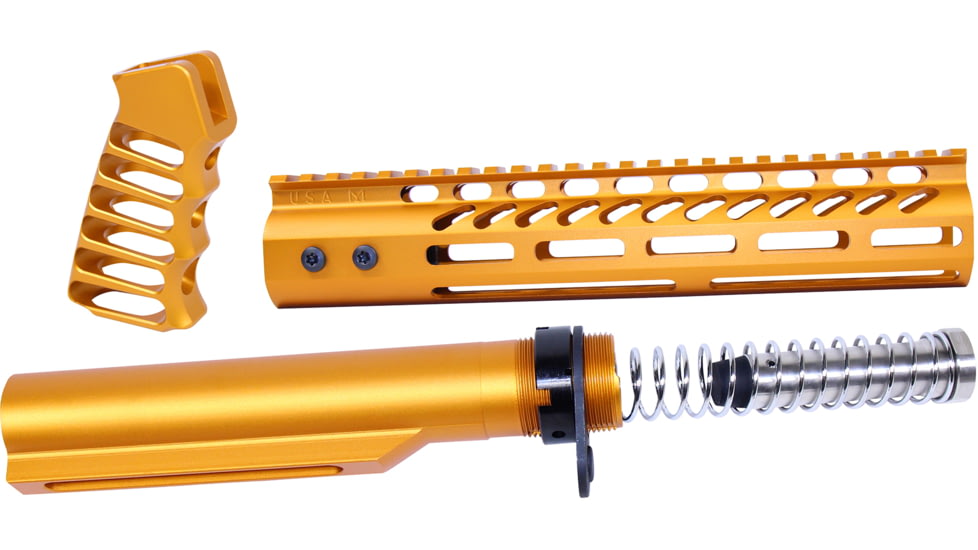 Guntec USA AR-15 10in Pistol Brace Build Kit With Milspec Buffer Tube, Anodized Orange, ULTRA-BBK10-ORANGE