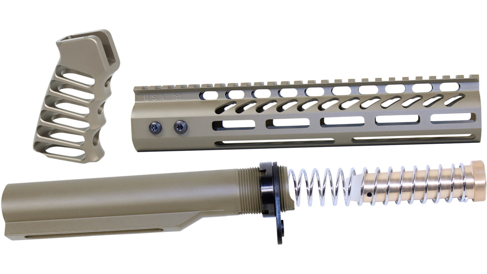 Guntec USA AR-15 10in Pistol Brace Build Kit With Milspec Buffer Tube, Cerakote Flat Dark Earth, ULTRA-BBK10-FDE