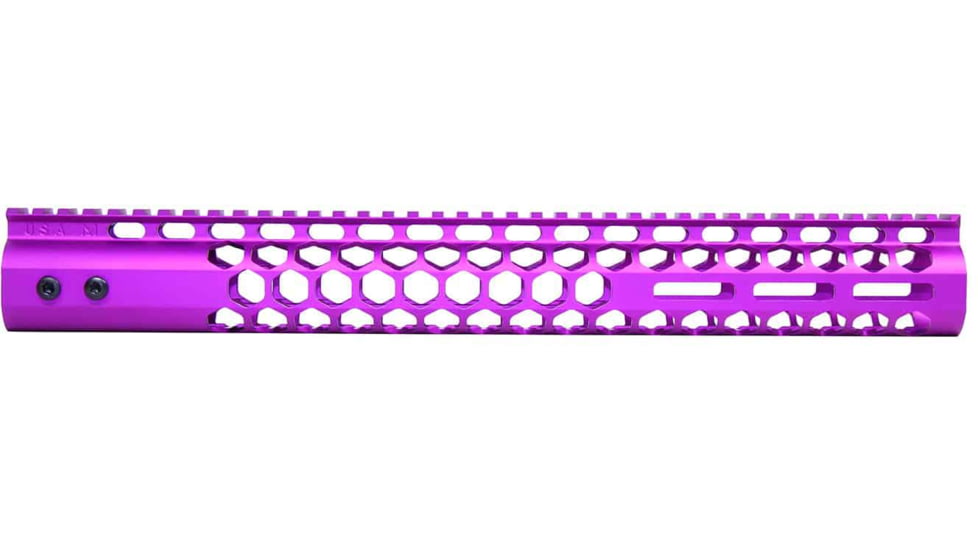 Guntec USA AR-15 15in Air Lite Series Honeycomb M-LOK Free Floating Handguard w/ Monolithic Top Rail, Anodized Purple, GT-15HC-AL-MLK-PURPLE