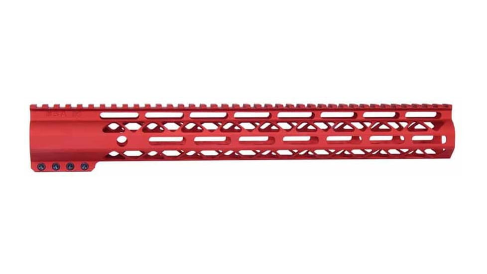 Guntec USA AR-15 15in Air-Lok Series M-LOK Compression Free Floating Handguard w/ Monolithic Top Rail, Anodized Red, GT-15ALC-RED
