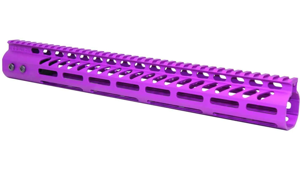 Guntec USA AR-15 15in Ultra Lightweight Thin M-LOK System Free Floating Handguard w/ Monolithic Top Rail, Anodized Purple, GT-15MLK-PURPLE