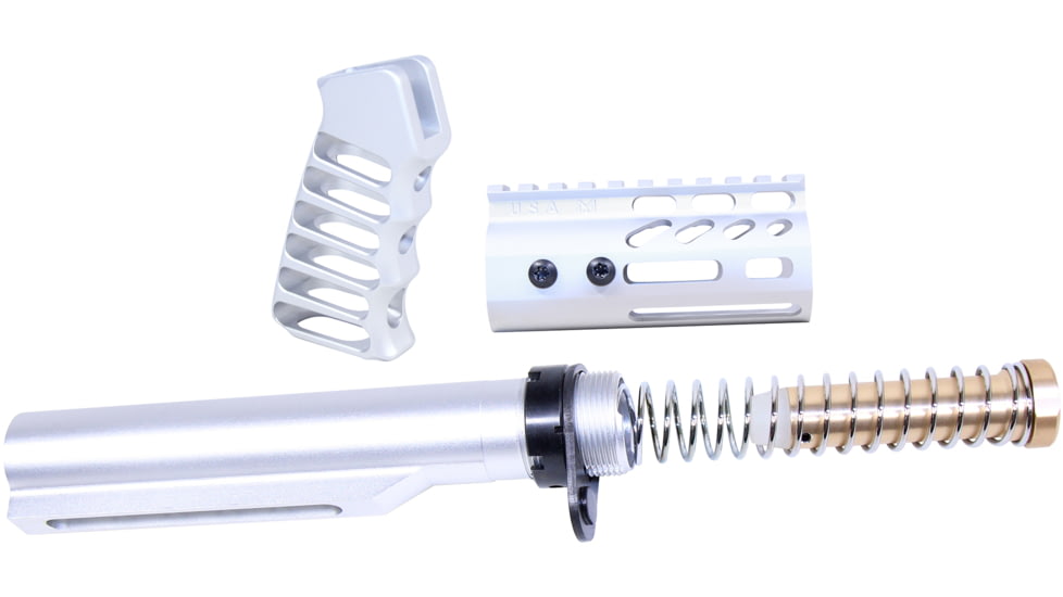 Guntec USA AR-15 4in Pistol Brace Build Kit With Milspec Buffer Tube, Anodized Clear, ULTRA-BBK4-CLEAR