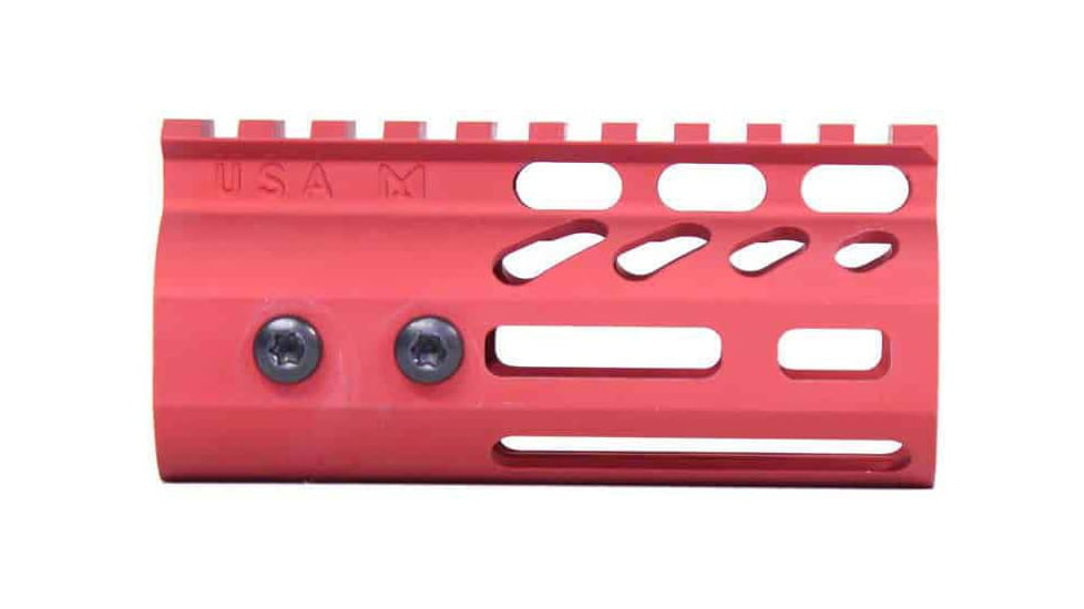 Guntec USA AR-15 4in Ultra Lightweight Thin M-LOK Free Floating Handguard w/ Monolithic Top Rail, Anodized Red, GT-4MLK-RED