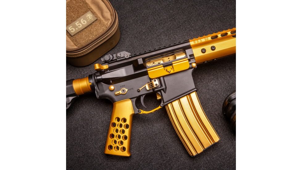 Guntec USA AR-15 5.56mm 30 Round Rifle Magazine w/Anti-Tilt Follower, Anodized Gold, MAG30-GOLD-30RD