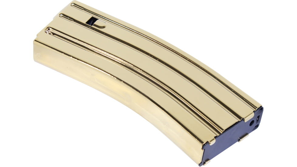Guntec USA AR-15 5.56mm 30 Round Rifle Magazine w/Anti-Tilt Follower, Gold Plated, MAG30-GP-30RD