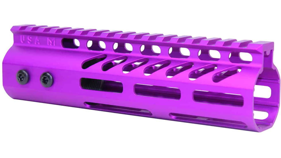 Guntec USA AR-15 7in Ultra Lightweight Thin M-LOK Free Floating Handguard w/ Monolithic Top Rail, Anodized Purple, GT-7MLK-PURPLE