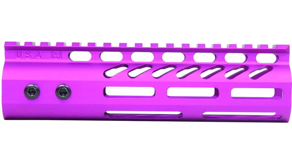 Guntec USA AR-15 7in Ultra Lightweight Thin M-LOK Free Floating Handguard w/ Monolithic Top Rail, Anodized Purple, GT-7MLK-PURPLE
