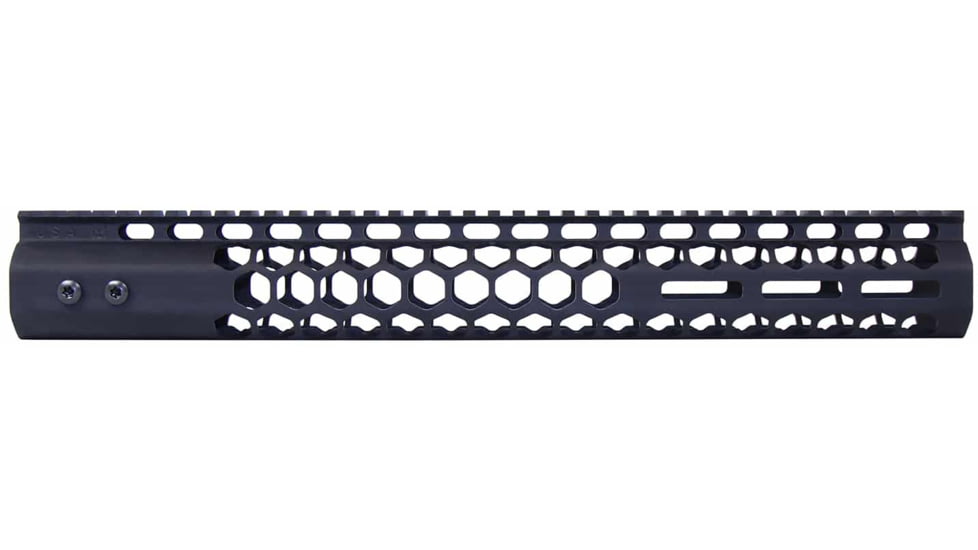 Guntec USA AR-15 Air Lite Series Honeycomb M-LOK Free Floating Handguard w/ Monolithic Top Rail, Anodized Black, GT-15HC-AL-MLK-308
