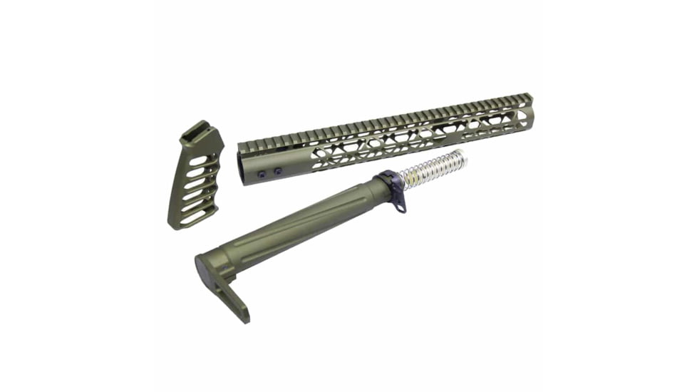 Guntec USA AR-15 Airlite Series Complete Furniture Set, Anodized Green, AIRLITE-SET-GREEN