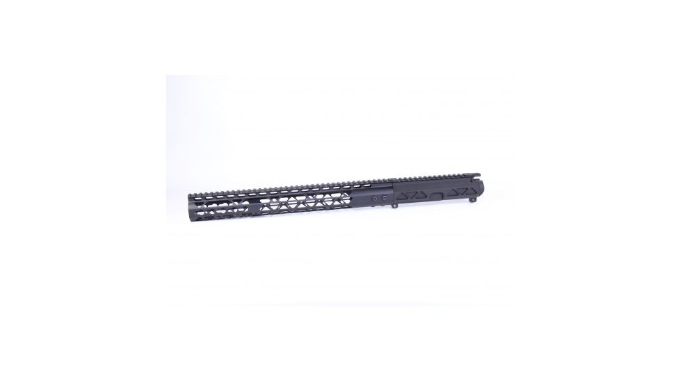 GUNTEC USA Ar 15 Airlite Series Stripped Billet Upper Receiver &amp; 15in Air Lite Series Keymod Handguard Combo Set, Black GT-AIRLITE-UPPER-SET