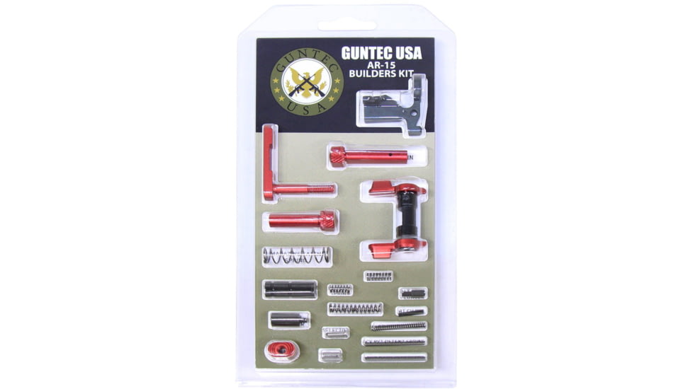 Guntec USA AR-15 Builders Kit w/Ambidextrous Safety, Anodized Red, BUILD-KIT-AMBI-RED