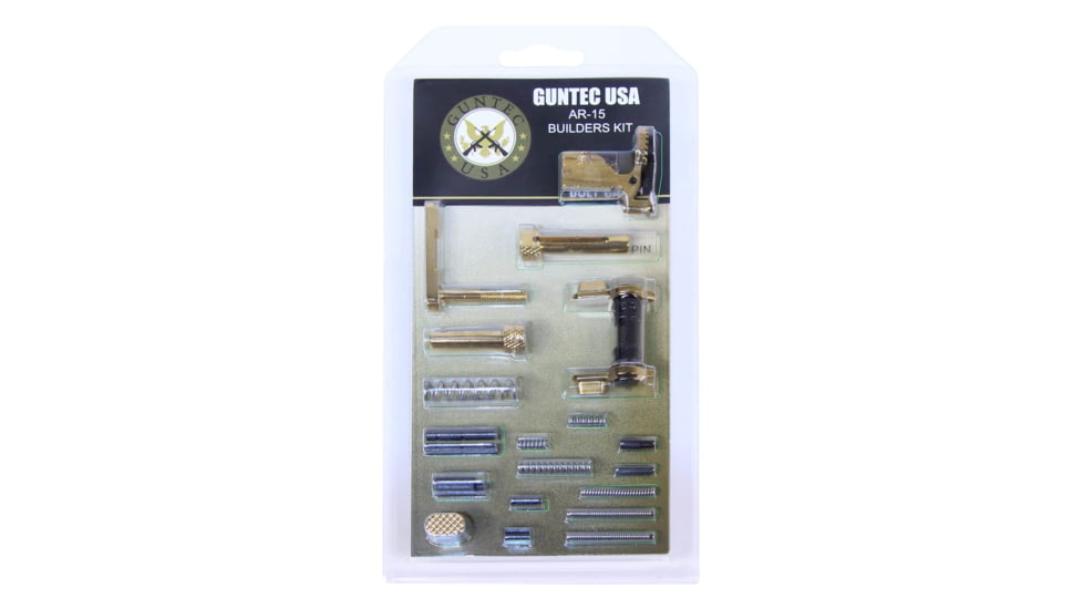 Guntec USA AR-15 Builders Kit w/Ambidextrous Safety, Gold, BUILD-KIT-AMBI-GP