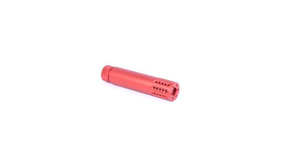 GUNTEC USA AR-15 Cal Slip Over Barrel Shroud with Multi Port Muzzle Brake, Red Anodized 1326-MB-P-RED