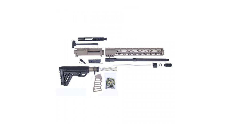 Guntec USA AR-15 Complete 5.56 Upper Receiver w/o Lower Parts Kit, N.4, 15in Air-Lok M-LOK Handguard, MLS Gen 2 Stock Assembly, Carbine Length, .750 Gas Block, 16in 5.56mm M4 4150 Barrel, 1-7 Twist, 1/2x28 A2 Birdcage, Flat Dark Earth, AR556-KIT-4
