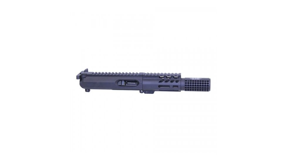 Guntec USA AR-15 Complete 9mm Upper Receiver, Mil-Spec Charging Handle, 4 inch M-LOK Handguard, 5.5 inch Contour 4150 Barrel, 1-10 Twist, 1/2x36 Mini Socom Muzzle Device, Black, 9MM-KIT-4