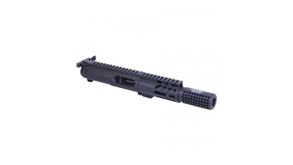 Guntec USA AR-15 Complete 9mm Upper Receiver, Mil-Spec Charging Handle, 4 inch M-LOK Handguard, 5.5 inch Contour 4150 Barrel, 1-10 Twist, 1/2x36 Mini Socom Muzzle Device, Black, 9MM-KIT-4